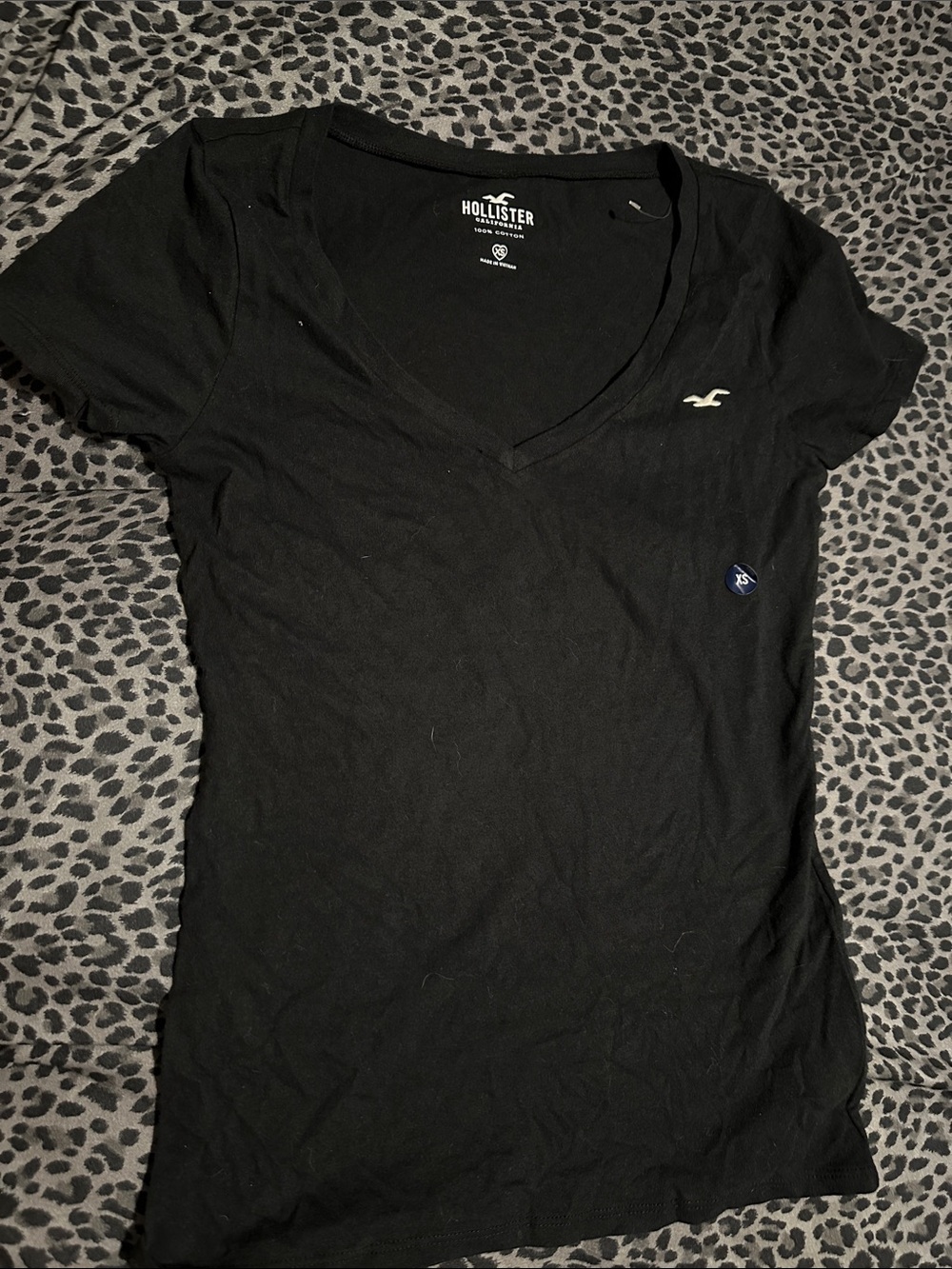 Hollister Black V-Neck Short Sleeve Tee XS